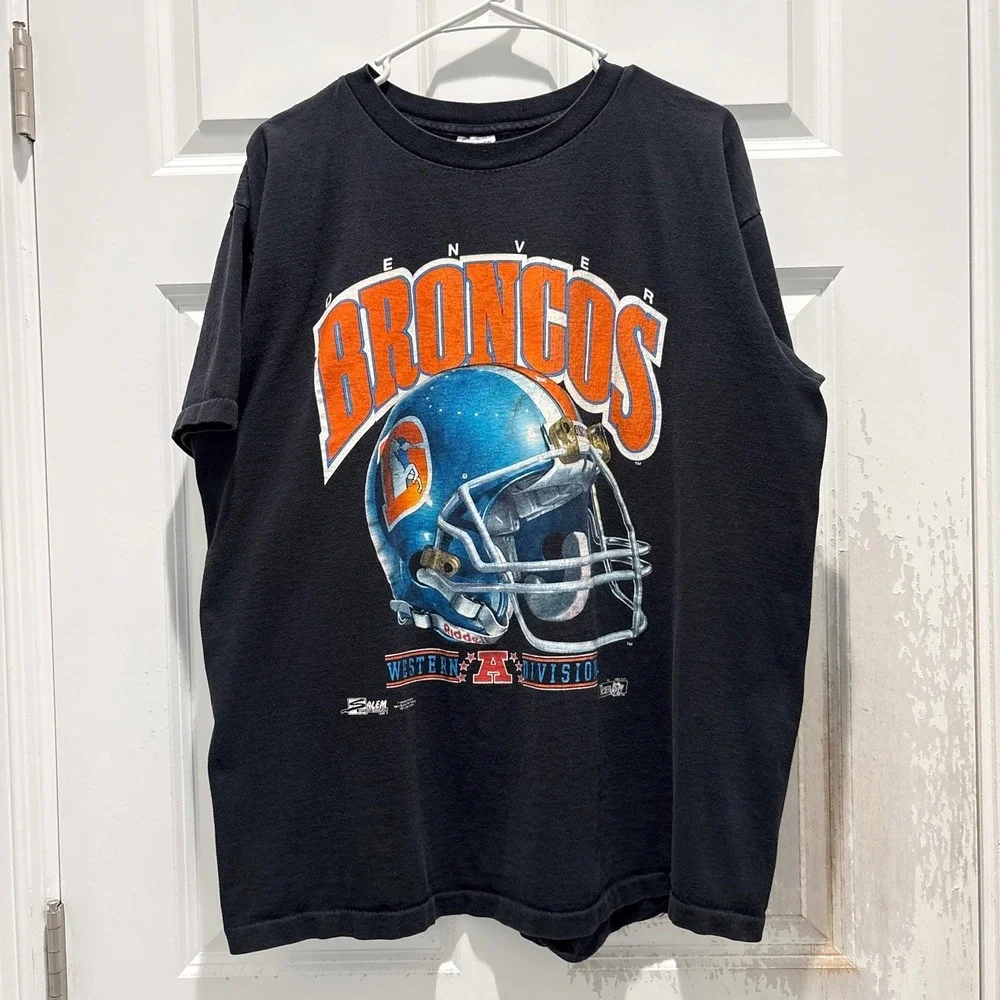 Vintage 1992 Salem Sportswear Denver Broncos Helmet Single Stitch T Shirt XL
